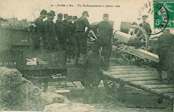 Chargement d?un 75 sur un wagon de chemin de fer - 29.7 ko